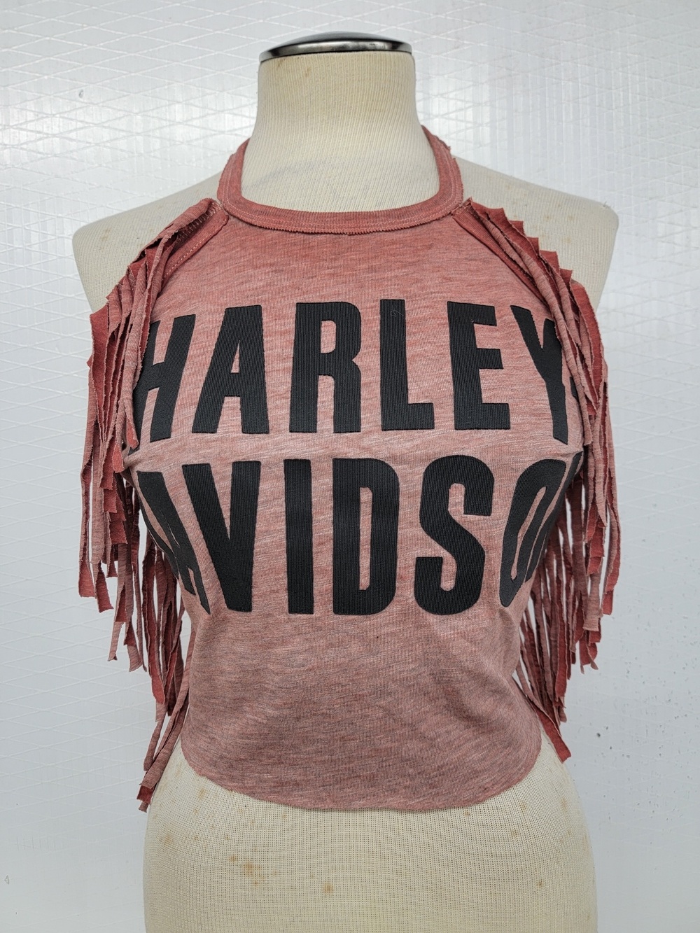 Harley Davidson Fringe Halter Upcycled